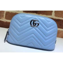 Gucci Leather GG Marmont Cosmetic Case Bag 625690 Pastel Blue 2020