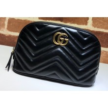 Gucci Leather GG Marmont Cosmetic Case Bag 625690 Black 2020