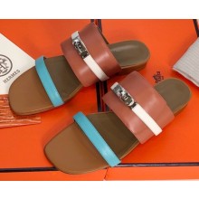 Hermes Kelly Avenue Sandals Multicolor Rose/Blue/White 2020
