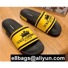 Dolce & Gabbana Printed Calfskin and Rubber Sliders Yellow 2020