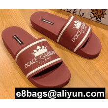 Dolce & Gabbana Printed Calfskin and Rubber Sliders Brown 2020