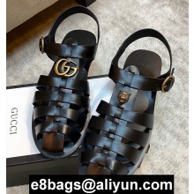 Gucci Rubber Buckle Strap Men's Sandals Black 2020