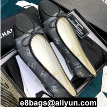 Chanel Classic Bow Ballerinas Flats Logo Print Black