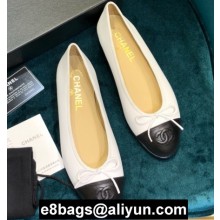 Chanel Classic Bow Ballerinas Flats Leather White/Black