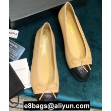 Chanel Classic Bow Ballerinas Flats Leather Beige/Black