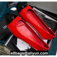 Chanel Classic Bow Ballerinas Flats Patent Red/Black