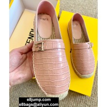 Fendi Croco Pattern Espadrilles Pink with FF Baguette 2020