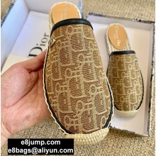 Dior CD Logo Oblique Canvas Espadrilles Mules Brown 2020