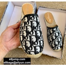 Dior CD Logo Oblique Canvas Espadrilles Mules White/Black 2020