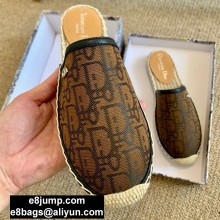 Dior CD Logo Oblique Canvas Espadrilles Mules Coffee 2020