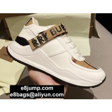 Burberry Logo Detail Leather and Vintage Check Sneakers White 2020