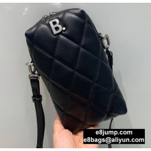 Balenciaga B. Quilted Leather Phone Holder Bag Black