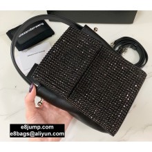 Alexander Wang Mini Shoulder Tote Bag With Crystal Rhinestone Chain Mesh Black