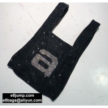 Alexander Wang Wanglock Mini Shopper Tote Bag With Crystal Rhinestone Chain Mesh a Black