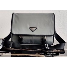 Prada Nylon and Saffiano Leather Shoulder Bag 2VD768 Gray 2020