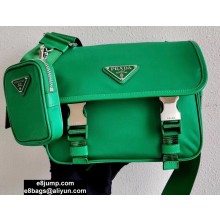 Prada Nylon and Saffiano Leather Shoulder Bag 2VD034 Green 2020