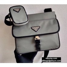 Prada Nylon Bandoleer Cross-Body Bag 2VH110 Gray 2020