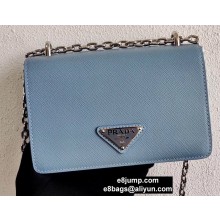 Prada Saffiano Leather Shoulder Mini Bag 1BD032 Sky Blue 2020