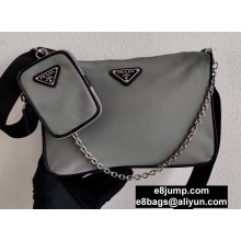 Prada Nylon Cross-Body Bag 2VH113 Gray 2020Prada Nylon Cross-Body Bag 2VH113 Gray 2020