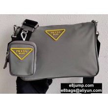 Prada Nylon Cross-Body Bag 2VH113 Gray/Yellow Logo 2020