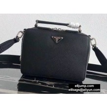 Prada Brique Saffiano Leather Cross-Body Bag 2VH069 Black 2020
