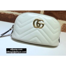 Gucci Leather GG Marmont Medium Cosmetic Case Bag 625544 White 2020