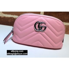 Gucci Leather GG Marmont Medium Cosmetic Case Bag 625544 Pastel Pink 2020