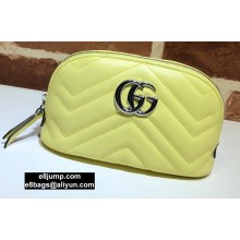 Gucci Leather GG Marmont Medium Cosmetic Case Bag 625544 Pastel Yellow 2020