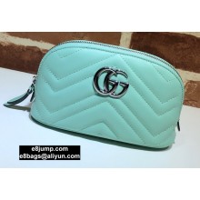 Gucci Leather GG Marmont Medium Cosmetic Case Bag 625544 Pastel Green 2020