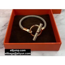 Hermes Glenan Braided Bracelet Gray/Gold