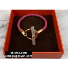 Hermes Glenan Braided Bracelet Fuchsia/Gold