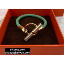 Hermes Glenan Braided Bracelet Green/Gold