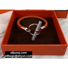 Hermes Glenan Braided Bracelet Orange/Silver