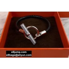 Hermes Glenan Braided Bracelet Black/Silver