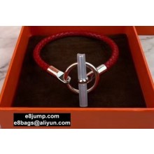 Hermes Glenan Braided Bracelet Red/Silver