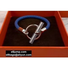 Hermes Glenan Braided Bracelet Blue/Silver