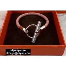Hermes Glenan Braided Bracelet Pink/Silver