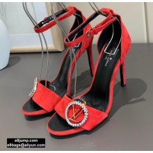Louis Vuitton Heel 10cm LV Circle Madeleine Sandals Suede Red 2020