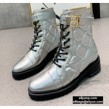 Balmain Leather Ranger Romy Ankle Boots Quilted Silver 2020