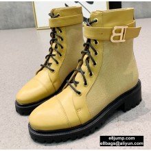 Balmain Leather Ranger Romy Ankle Boots Fabric Yellow 2020