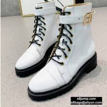 Balmain Leather Ranger Romy Ankle Boots White 2020