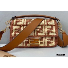 Fendi Raffia FF Medium Baguette Bag Brown 2020