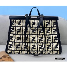 Fendi Raffia FF Medium Peekaboo X-Tote Bag Black 2020