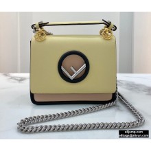 Fendi Leather Kan I F Mini Bag Light Yellow/Nude/Baby Blue