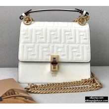 Fendi Leather Kan I Mini Bag FF Embossed White