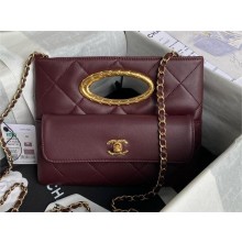 Chanel Lambskin & Gold-Tone Metal BURGUNDY Small Shopping Bag AS5036 2024