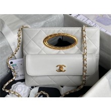 Chanel Lambskin & Gold-Tone Metal WHITE Small Shopping Bag AS5036 2024