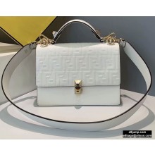 Fendi Leather Kan I Medium Bag FF Embossed White
