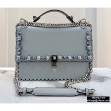 Fendi Leather Kan I Medium Bag Studs Light Gray