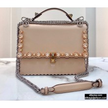 Fendi Leather Kan I Medium Bag Studs Nude